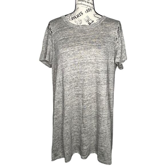 Chaser MEDIUM Heathered Comfy Shoulder Lace Up Detail Short Sleeve Top Tee - Picture 1 of 11